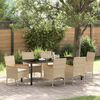 vidaXL Conjunto de Jantar para Jardim com almofada 7 pcs Bege vime PE