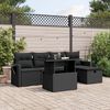 vidaXL 6 pcs conjunto sof&aacute;s de jardim c/ almofad&otilde;es vime PE preto