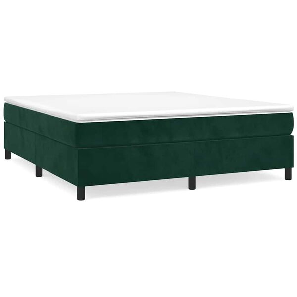 vidaXL Estrutura de cama com molas 180x200 cm veludo verde-escuro