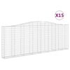 vidaXL Cestos gabi&atilde;o arqueados 15 pcs 400x30x140/160 ferro galvanizado