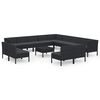 vidaXL 14 pcs conjunto lounge de jardim c/ almofad&otilde;es vime PE preto