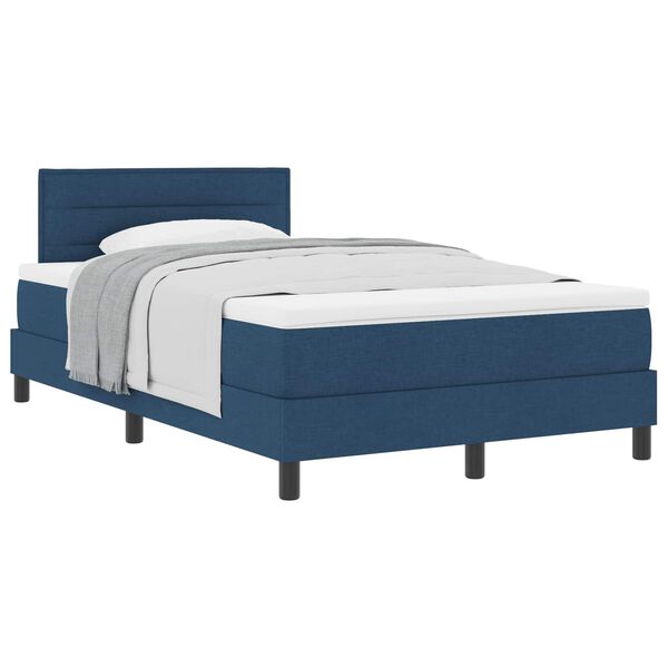 vidaXL Cama Box com colch&atilde;o com cabeceira Azul 120 x 190 cm tecido
