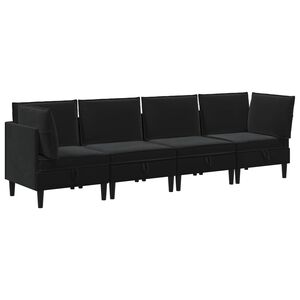vidaXL Conjunto de M&oacute;veis para Sala de Estar 4 unid. Preto Veludo