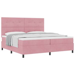 vidaXL Cama Box com colch&atilde;o com cabeceira Rosa 200 x 200 cm tecido