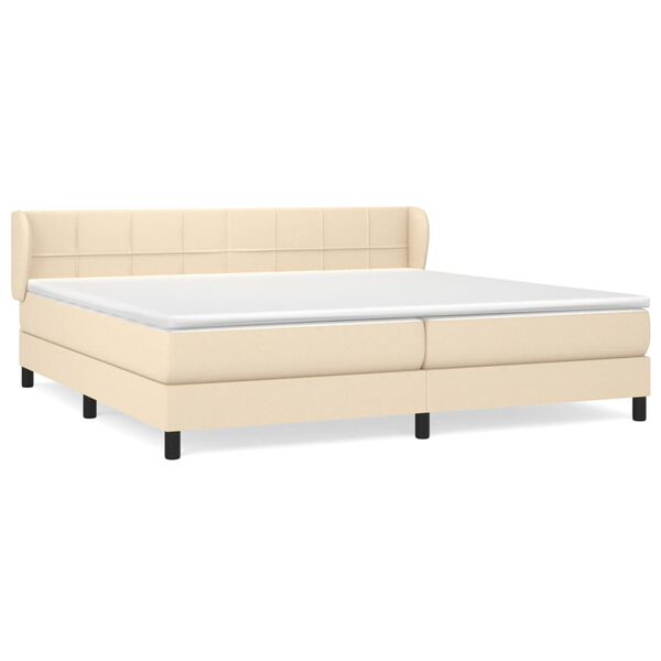 vidaXL Cama com molas/colch&atilde;o 200x200 cm tecido cor creme