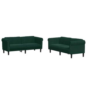 vidaXL 3 pcs conjunto de sof&aacute;s veludo verde-escuro