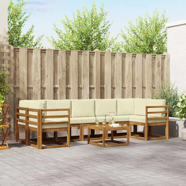 vidaXL Conjunto de Sof&aacute;s para Exterior 8 pcs Natural e Creme