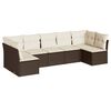 vidaXL 7 pcs conjunto de sof&aacute;s jardim c/ almofad&otilde;es vime PE castanho