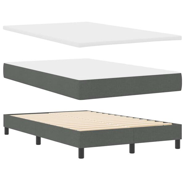 vidaXL Cama Box com colch&atilde;o Cinza Escuro 120 x 190 cm tecido