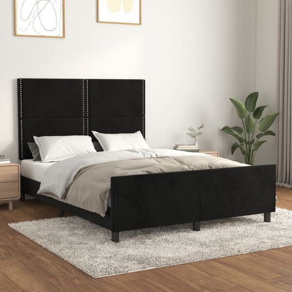 vidaXL Estrutura de cama sem colch&atilde;o 140x190 cm veludo preto