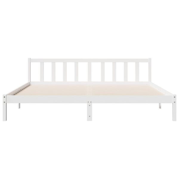 vidaXL Cama extra longa sem colch&atilde;o 180x220 cm pinho maci&ccedil;o branco
