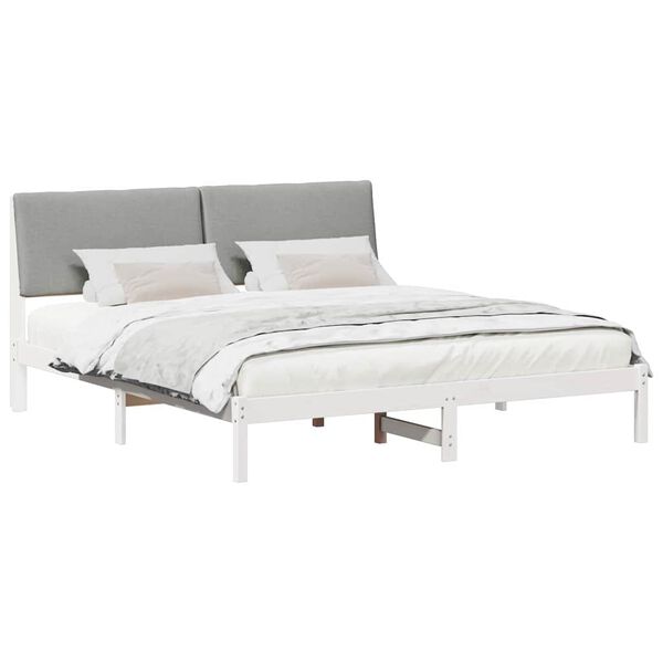 vidaXL Estrutura da cama Branco e cinza claro 200 x 200 cm