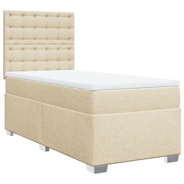 vidaXL Cama com molas/colch&atilde;o 90x190 cm tecido cor creme
