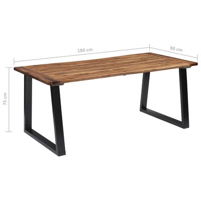 vidaXL Mesa de jantar em madeira de acácia maciça 180x90 cm