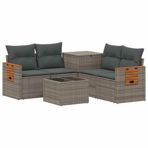 vidaXL Conjunto de Sof&aacute;s 6 unid. Cinza e Cinza Escuro