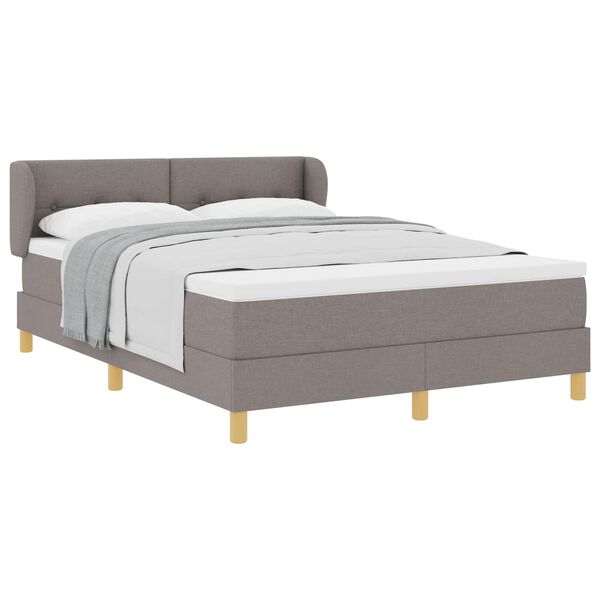 vidaXL Cama Box com colch&atilde;o Cinzento-acastanhado 140 x 190 cm tecido