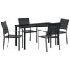 vidaXL Conjunto de Jantar para Jardim 5 unid. Preto Rattan de PE