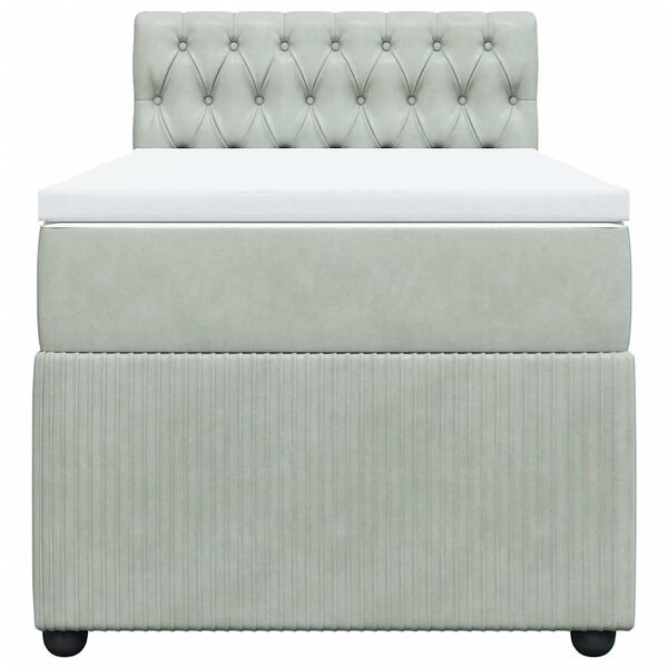 vidaXL Cama com molas/colch&atilde;o 90x190 cm veludo cinza-claro