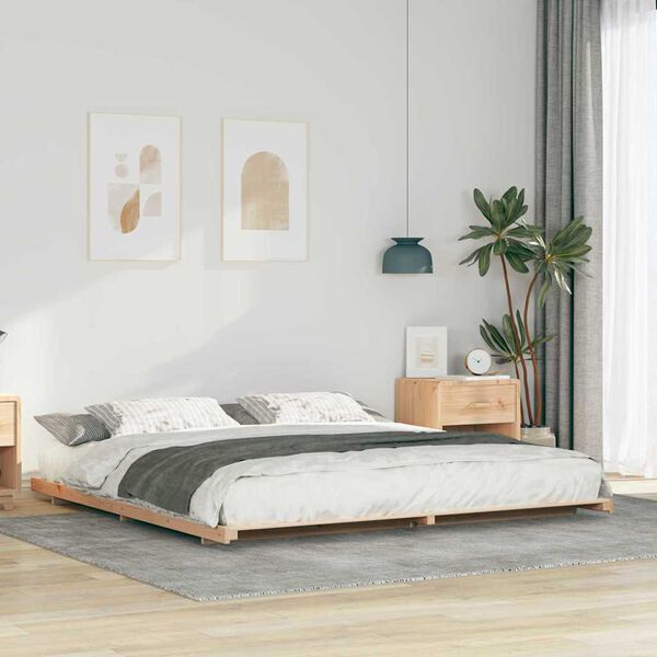 vidaXL Estrutura de cama de chão Castanho 180 x 220 cm