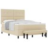 vidaXL Cama Box com cabeceira Creme 160 x 200 cm tecido