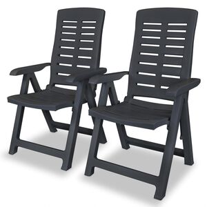 vidaXL Cadeiras jardim reclin&aacute;veis 2 pcs pl&aacute;stico antracite