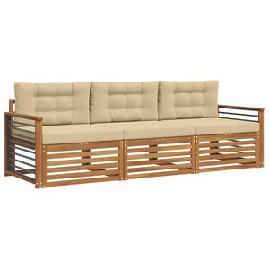 vidaXL Conjunto de Sof&aacute;s para Exterior 3 pcs Natural e Bege