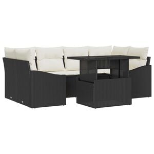 vidaXL Conjunto de Sof&aacute; de Jardim 7 pcs Preto Rattan Sint&eacute;tico