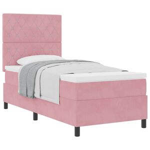 vidaXL Cama Box com colch&atilde;o com cabeceira Rosa 100 x 200 cm tecido