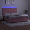 vidaXL Cama box spring c/ colch&atilde;o/LED 180x200 cm veludo rosa