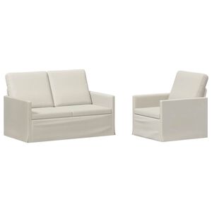vidaXL Conjunto de Sof&aacute;s 2 pcs Creme Veludo (V)