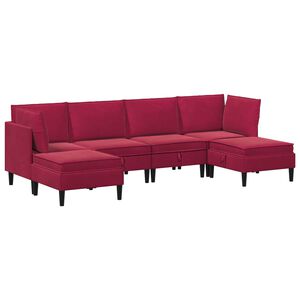 vidaXL Conjunto de M&oacute;veis para Sala de Estar 6 unid. Vinho Vermelho