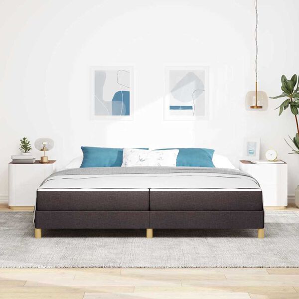 vidaXL Cama Box com colch&atilde;o Marrom Escuro 200 x 200 cm tecido