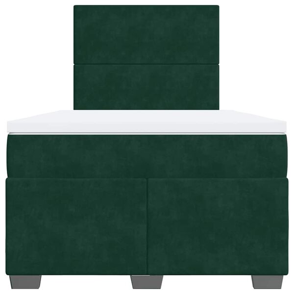 vidaXL Cama boxspring com colch&atilde;o 120x190 cm veludo verde-escuro