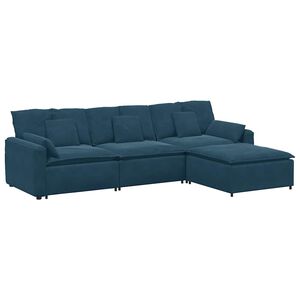 vidaXL Sof&aacute; modular com pufes e almofadas azul