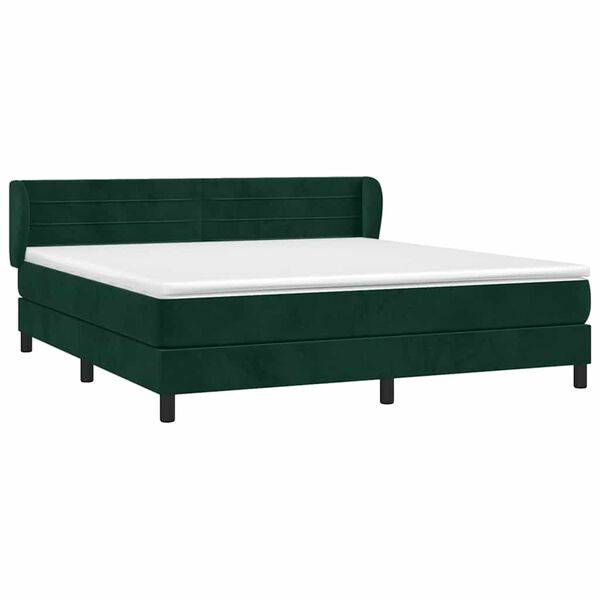 vidaXL Cama com molas/colch&atilde;o 180x200 cm veludo verde-escuro