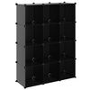 vidaXL Organizador de arruma&ccedil;&atilde;o com 12 cubos PP preto