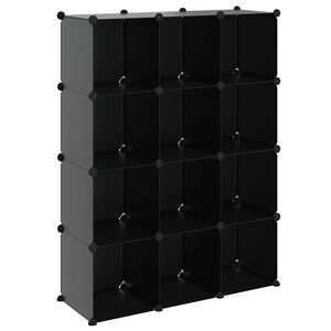vidaXL Organizador de arruma&ccedil;&atilde;o com 12 cubos PP preto