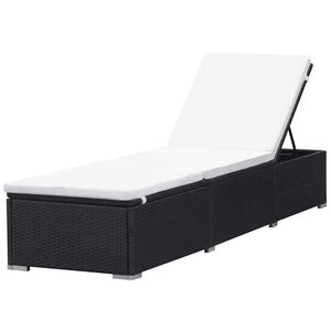 vidaXL Espregui&ccedil;adeira com almofad&atilde;o cor creme vime PE preto