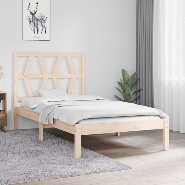 vidaXL Estrutura de cama pequena solteiro 75x190 cm pinho maci&ccedil;o