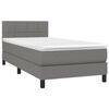 vidaXL Cama box spring c/ colch&atilde;o e LED 100x200 cm tecido cinza-escuro
