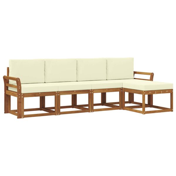 vidaXL Conjunto de Sof&aacute;s para Exterior 5 pcs Natural e Creme