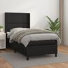 vidaXL Cama com molas/colchão 90x200 cm couro artificial preto