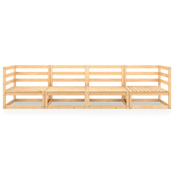 vidaXL Sofá de 4 lugares para jardim pinho maciço