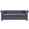 vidaXL Conjunto sof&aacute;s chesterfield camur&ccedil;a artificial cinzento