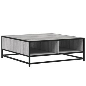 vidaXL Mesa de centro 80x80x30 cm deriv. madeira/metal cinzento sonoma