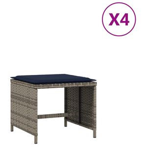 vidaXL Bancos jardim com almofad&otilde;es 4 pcs 40x40x35 cm vime PE cinzento