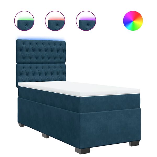 vidaXL Cama boxspring com colch&atilde;o 80x200 cm veludo azul