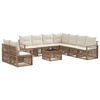 vidaXL Conjunto de Sof&aacute; de Jardim 10 pcs Bege vime PE