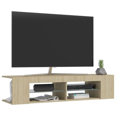 vidaXL Móvel de TV com luzes LED 135x39x30 cm carvalho sonoma