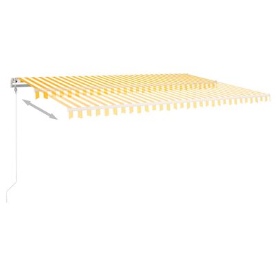 vidaXL Toldo retrátil manual com luzes LED 5x3,5 m amarelo e branco